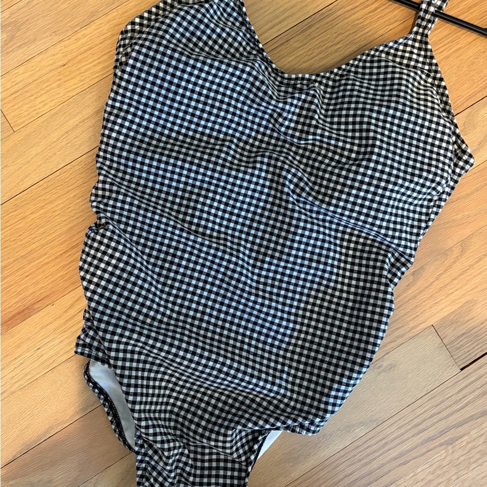 Black & White Gingham rouched  One-Piece Swimsuit Kona Sol with full coverage